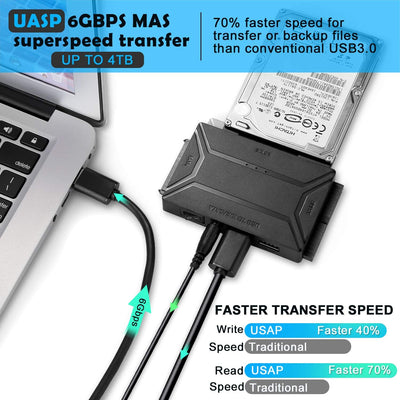 AGPTEK USB 3.0 zu IDE/SATA Konverter, Festplattenadapter mit Power-Schalter für 2.5"/3.5" SATA/IDE/S