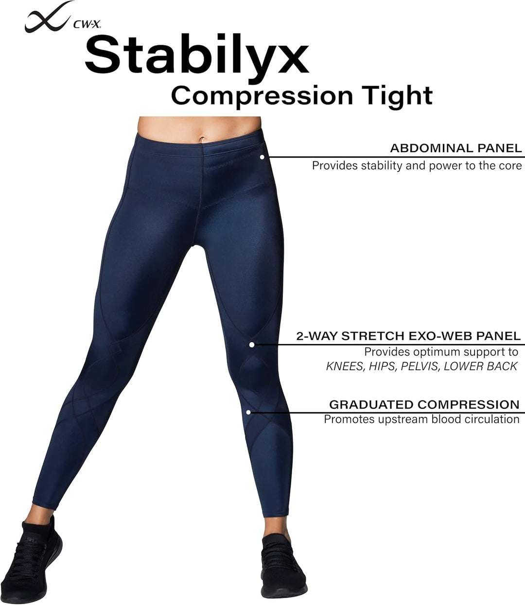 CW-X Stabilyx-Leggings für Damen, 74667. XS True Navy, L