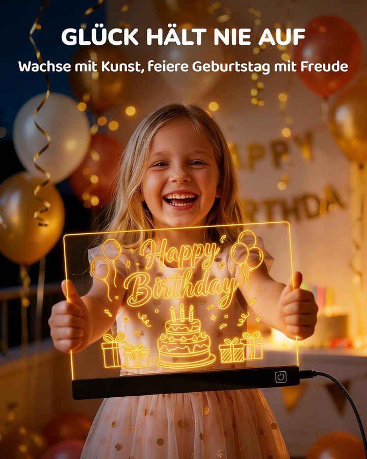 KOKODI LED Zeichentafel für Kinder, leuchtendes Malbrett 37x27 cm mit 7 Stiften, USB-C, kreatives Le