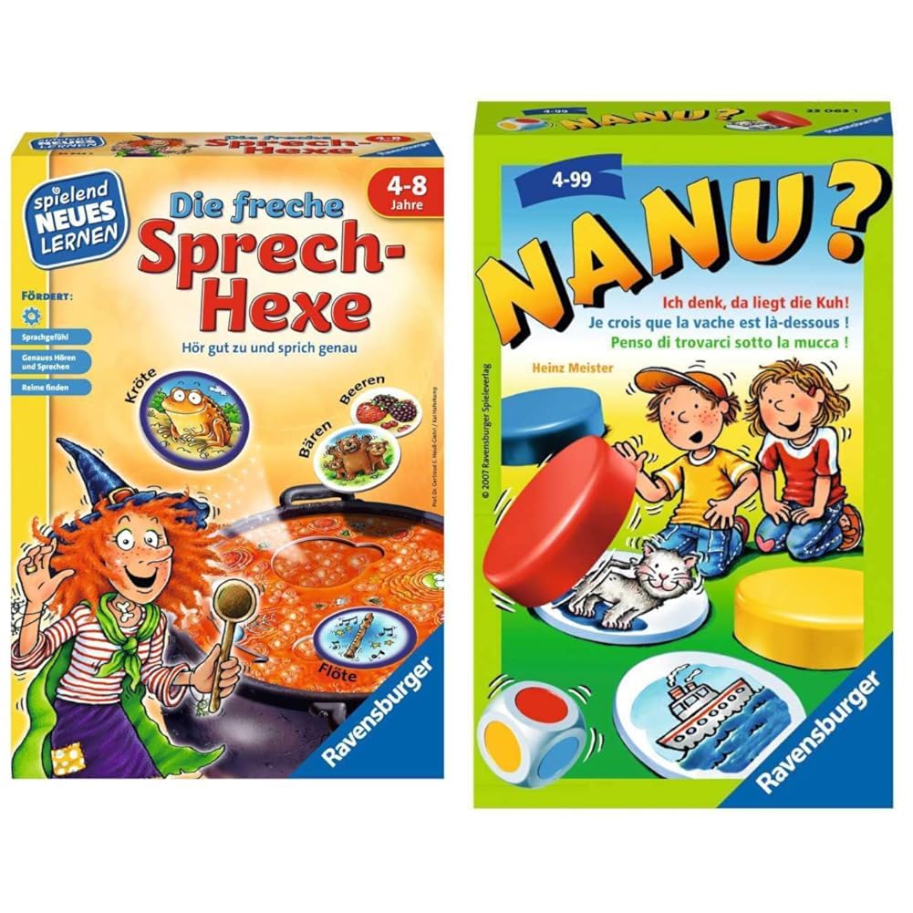 Ravensburger 24944 - Die freche Sprech-Hexe - Spielen und Lernen für Kinder & 23063 - Nanu? Mitbring