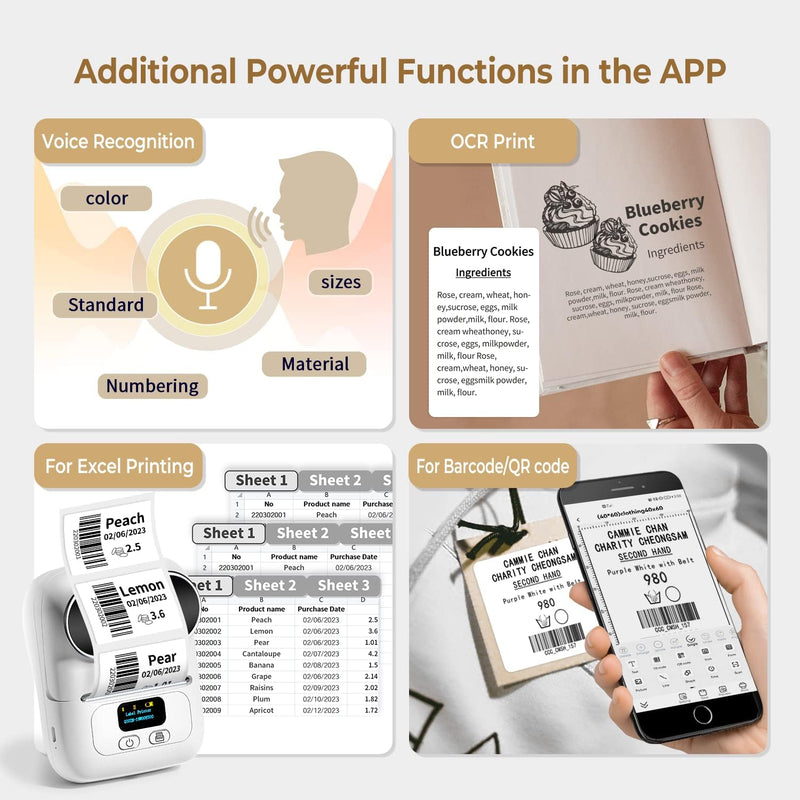 Phomemo M110 Etikettendrucker Bluetooth Etikettiergerät Beschriftungsgerät Selbstklebend, Label Prin