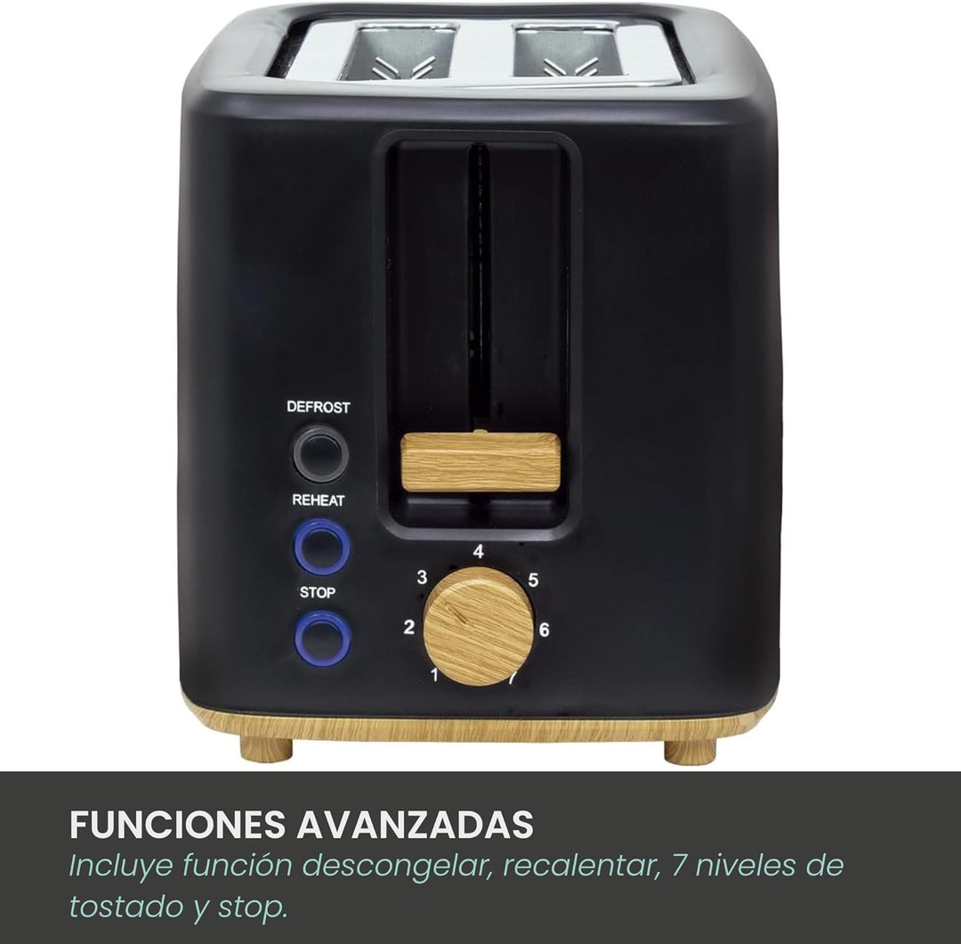 JOCCA - Toaster 2 Scheiben| 7 Toaststufen| Auftau-, Aufwärm- und Abbruchfunktion| Krümelsammler| Bre