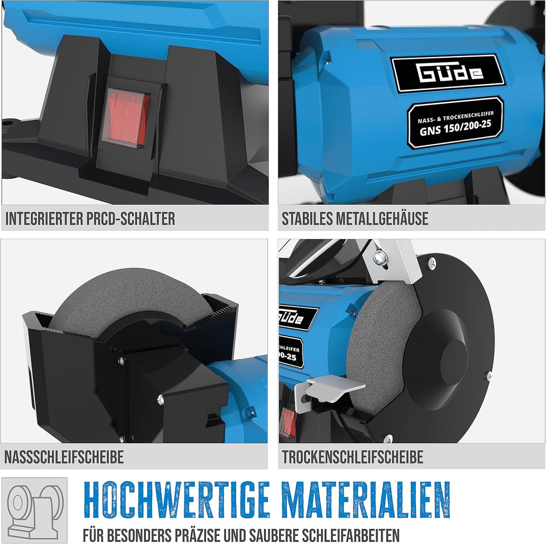 Güde 55238 Nass- und Trockenschleifer GNS 150/200 – 55238, mit Kondensatormotor und stabilem Metallg