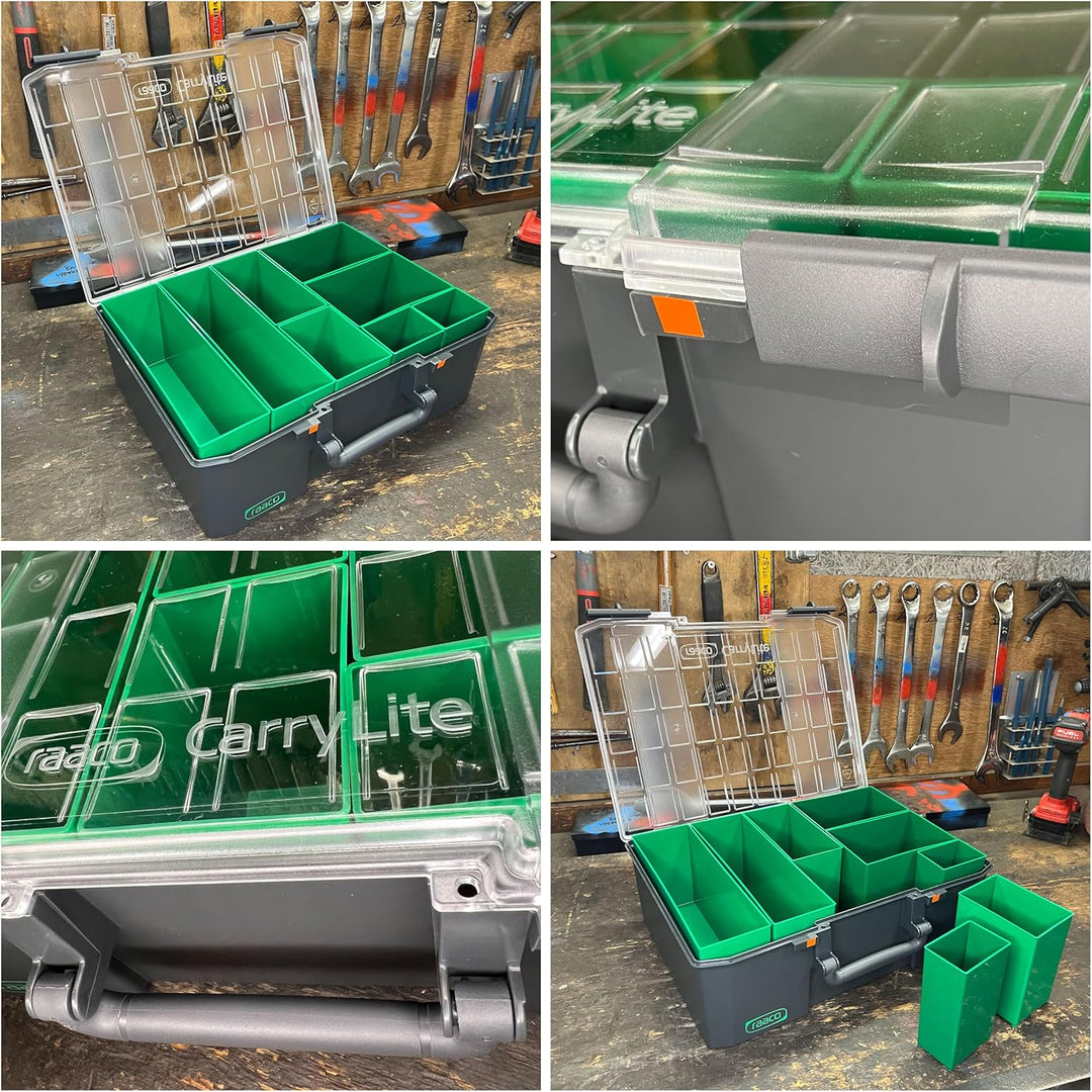 raaco CarryLite 150 5x10-8: Premium Sortierbox für Werkstatt, 8 Einsätze, Sortimentskasten & Sortier