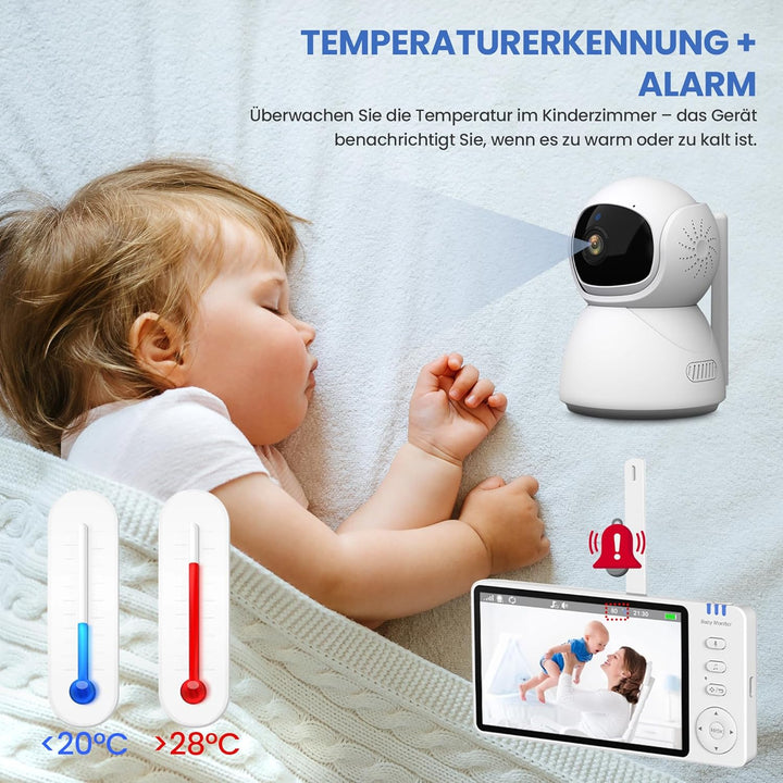 Extralink Babyphone mit Kamera ohne WLAN – Baby Monitor mit 5 Zoll Display, Nachtsicht, 2 Wege Audio