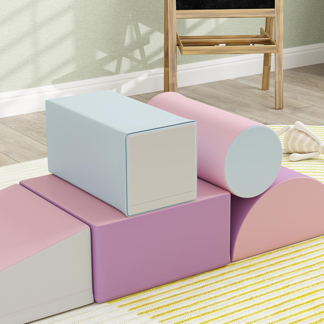 HOMCOM 5 TLG. Schaumstoff Bausteine Kinder Softbausteine Klettern Bauklötze Weiche Schaumstoffbauste