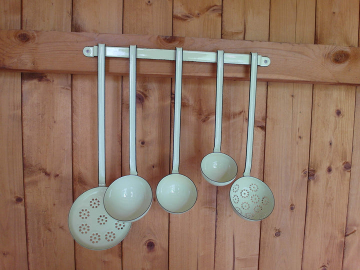 Riess Emaille Set Küchenhelfer mit praktischer Aufhängeleiste (gelb), Gelb