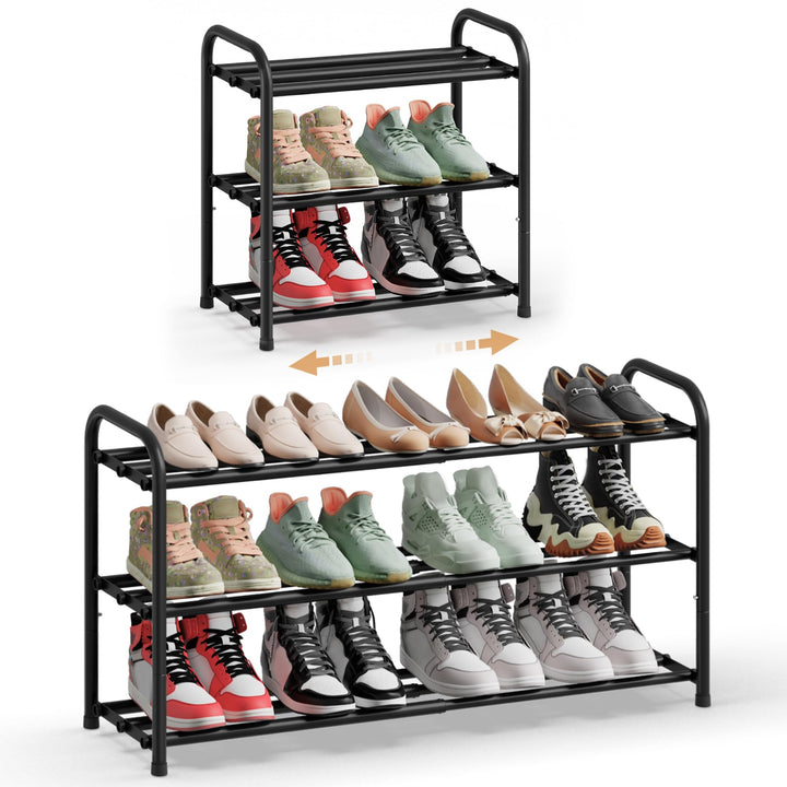 SONGMICS Schuhregal ausziehbar, Schuhablage, Schuh-Organizer mit verstellbaren Ablagen, Schuhaufbewa