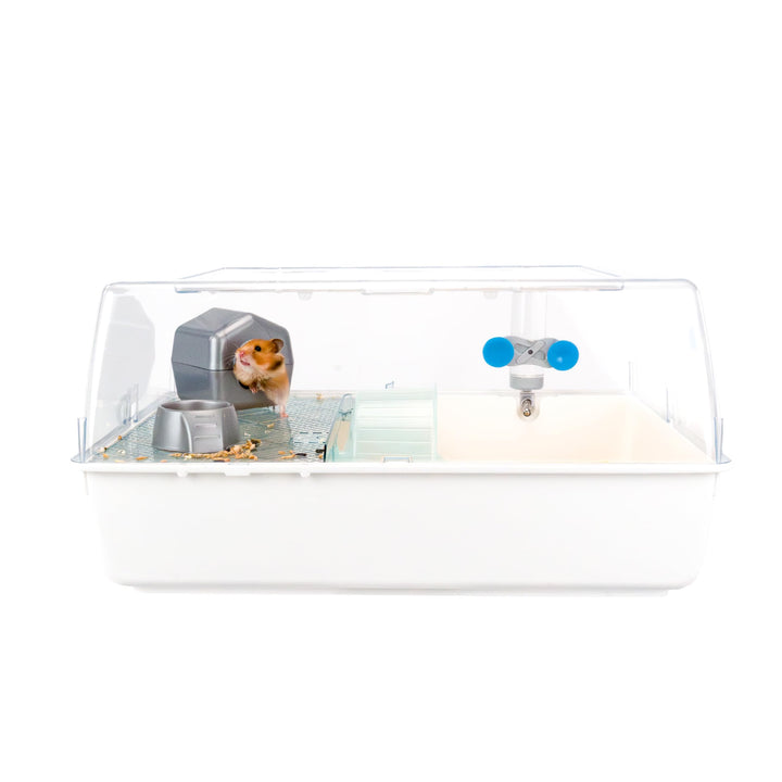 Ferplast Hamsterkäfig, Mäusekäfig MINI DUNA HAMSTER Zweistöckiger kleiner Käfig, Lüftungsgitter, Tra