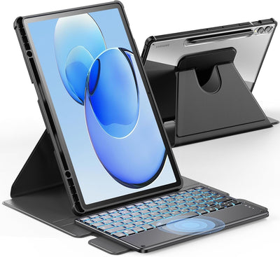 INFILAND für Samsung Galaxy Tab S10+ Plus/S9 FE+/S9 Plus Hülle mit Tastatur[Hochpräzises Touchpad],