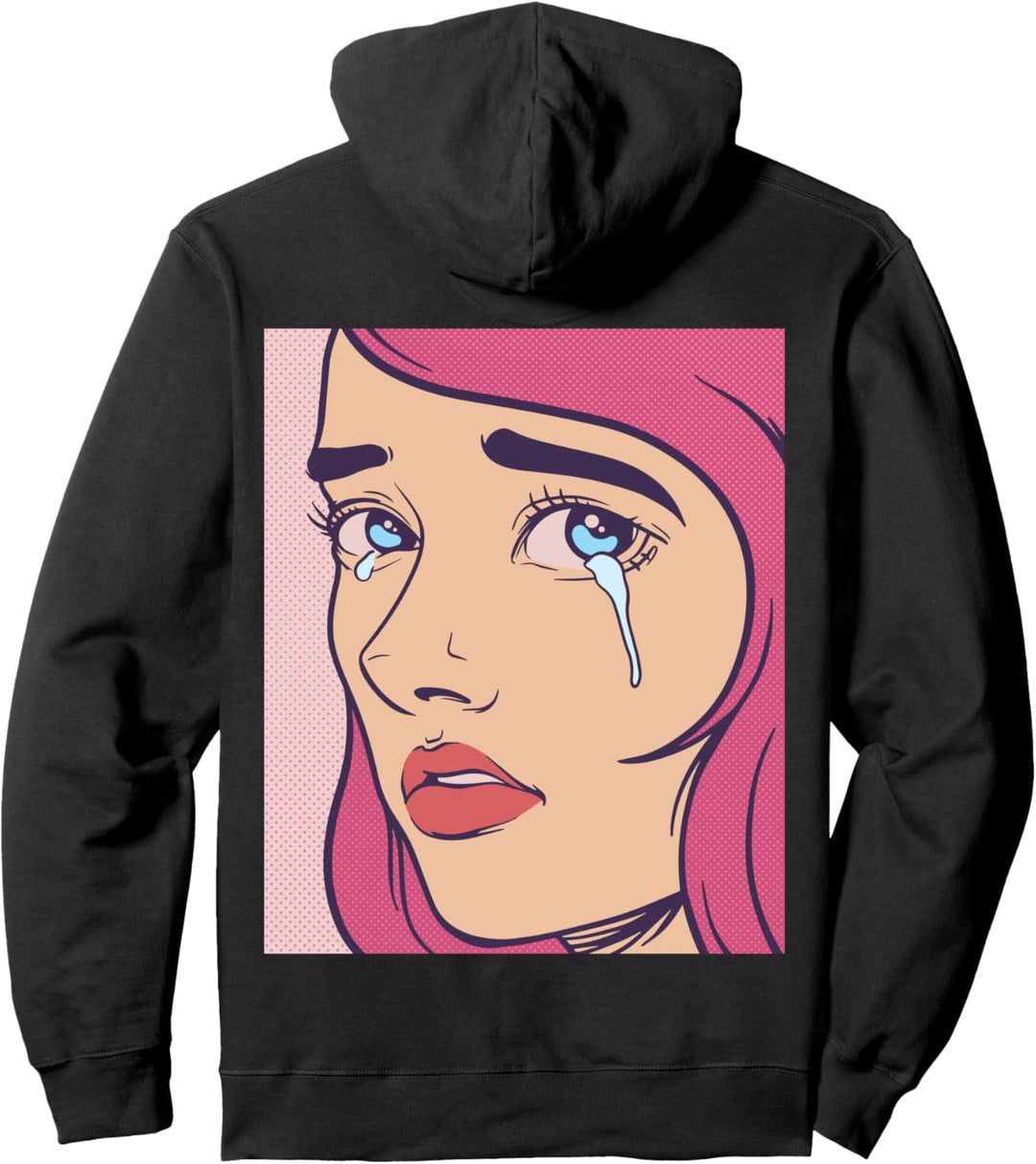 Egirl Aesthetic | Retro Vintage Sad Girl | 80s Comic Grunge Pullover Hoodie