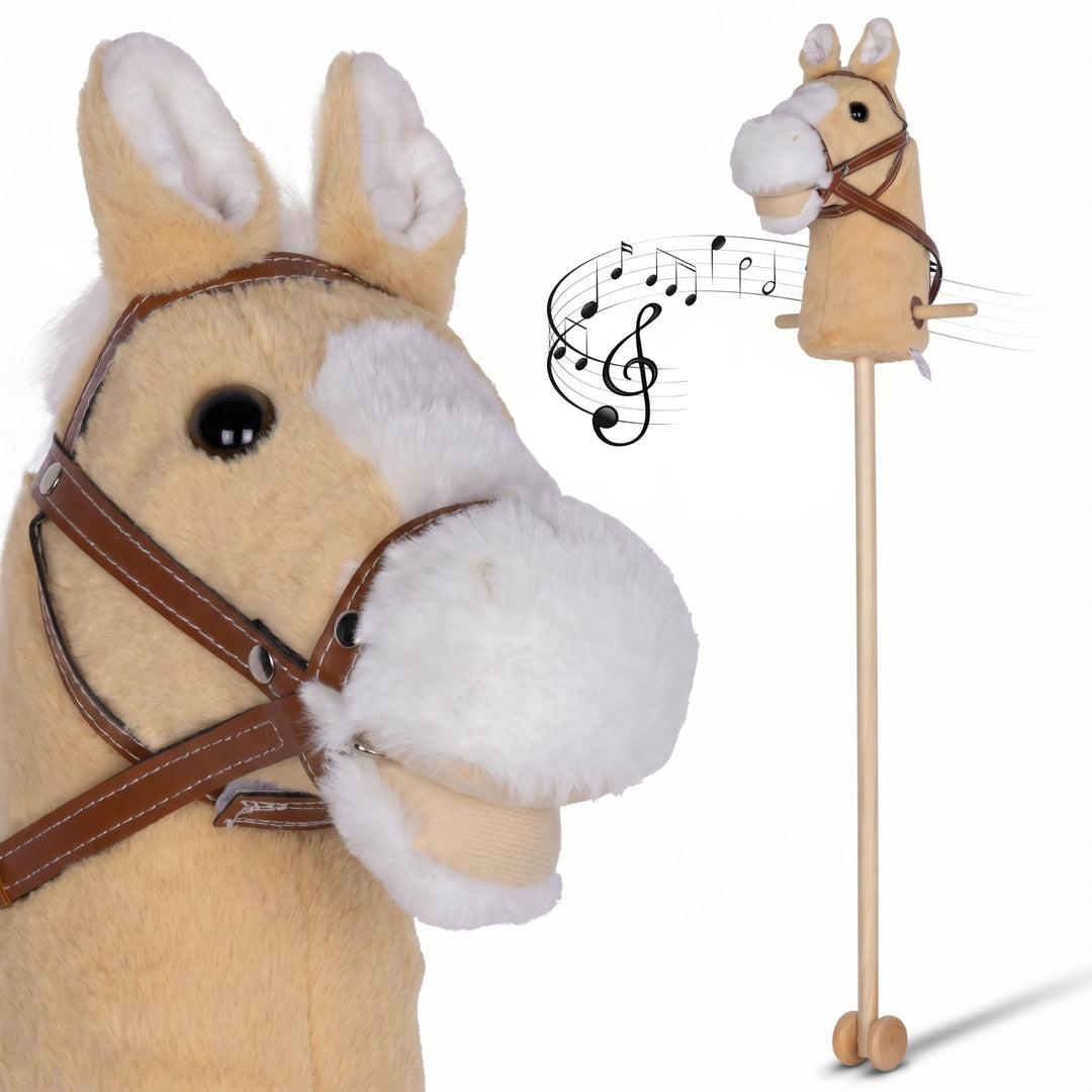 Schauer Steckenpferd für Kinder mit Rollen & Sound – 95 cm Hobby Horse Pferde aus Soft-Plüsch – Spie