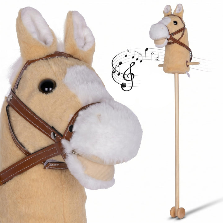 Schauer Steckenpferd für Kinder mit Rollen & Sound – 95 cm Hobby Horse Pferde aus Soft-Plüsch – Spie