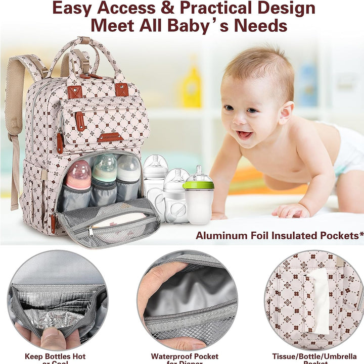 Legestori Diaper Bag Backpack, Baby Girl Diaper Bag with Insulated Pockets and Stroller Straps Pink0