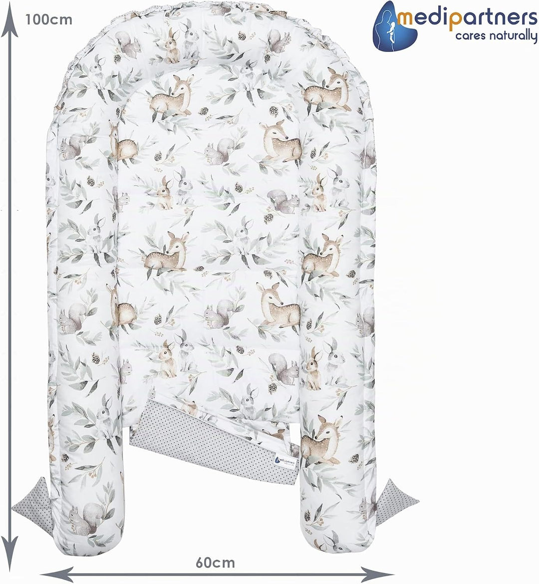 Medi Partners Babynest Kuschelnest Babynestchen 100% Baumwolle Nestchen Reisebett für Babys Säugling