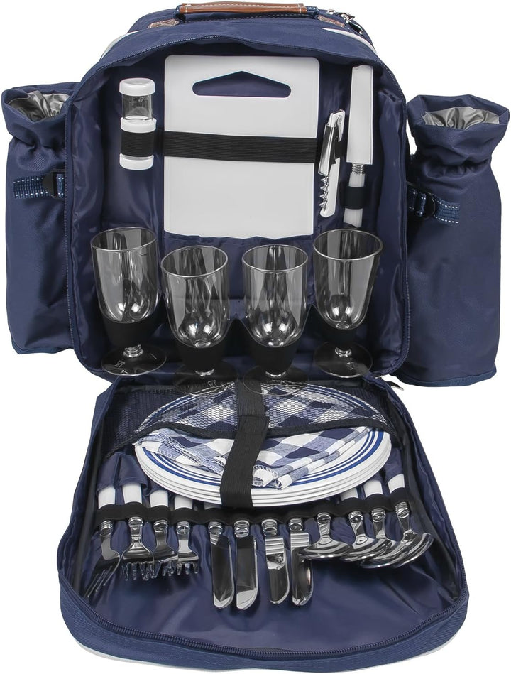 Picknickrucksack mit Inhalt für 4 Personen mit integrierter