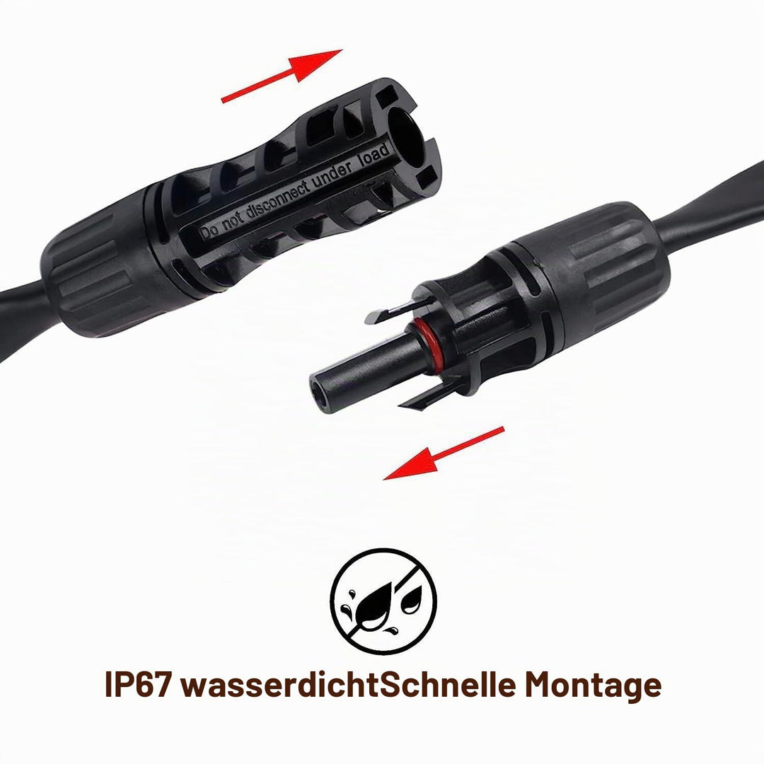 TEOV SOLAR 1 Paar Solarkabel Fensterdurchführung 100CM Flach mit Stecker und Kupplung, Photovoltaikm