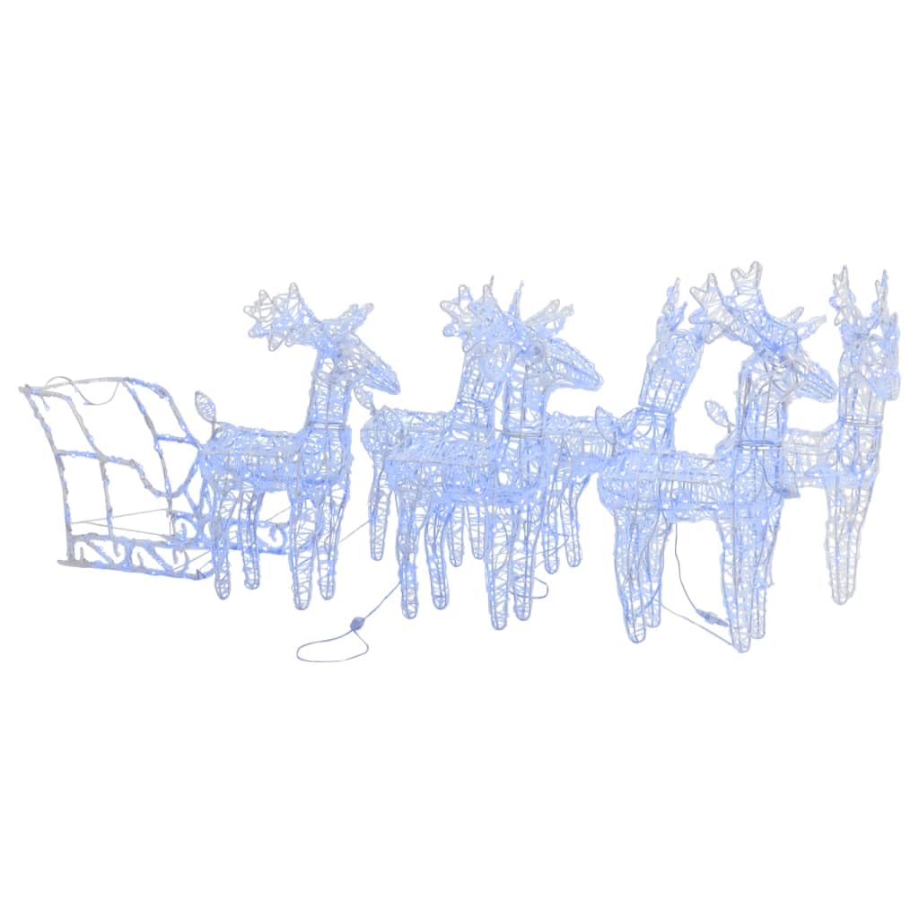 vidaXL Weihnachtsdekoration Rentiere mit Schlitten Beleuchtet Dekofigur Weihnachtsdeko Figur Weihnac