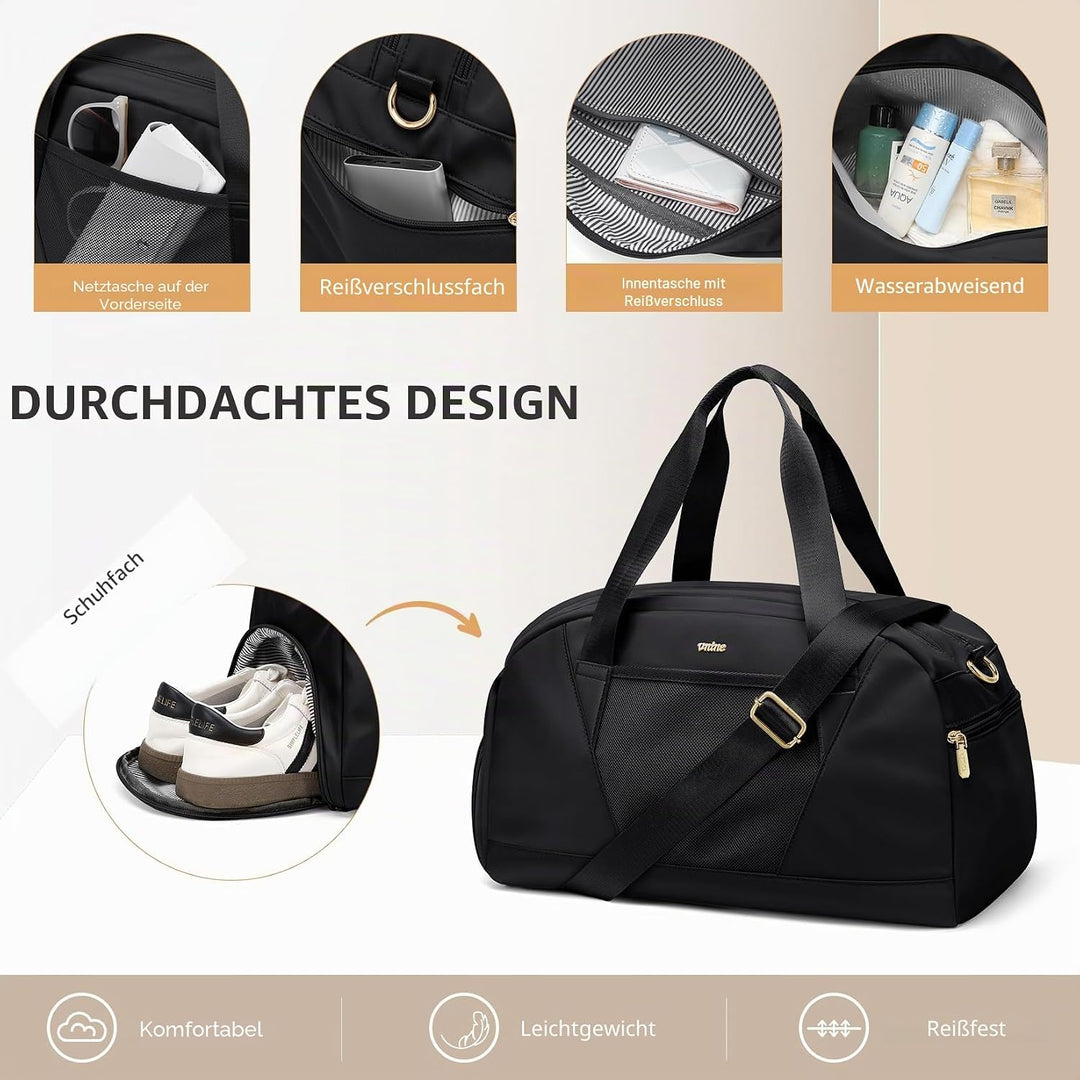 VNINE Reisetasche Sporttasche Damen，Leichte Handgepäck Tasche Weekender Bag Schwimmtasche Wasserdich