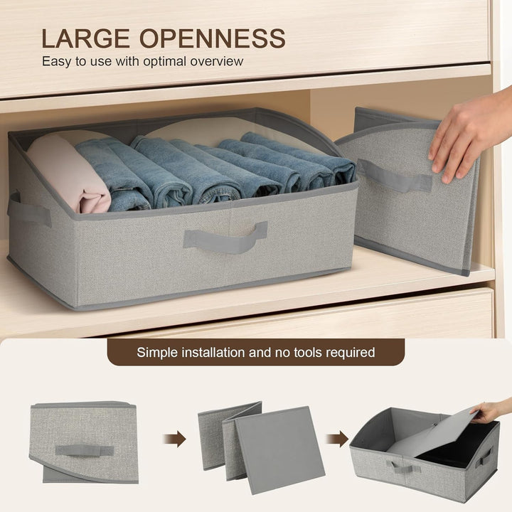 Cozary Aufbewahrungsbox mit Griffen 28L,2 Stück Faltbare Aufbewahrungskorb stoff 50x28.5x20cm,Grosse