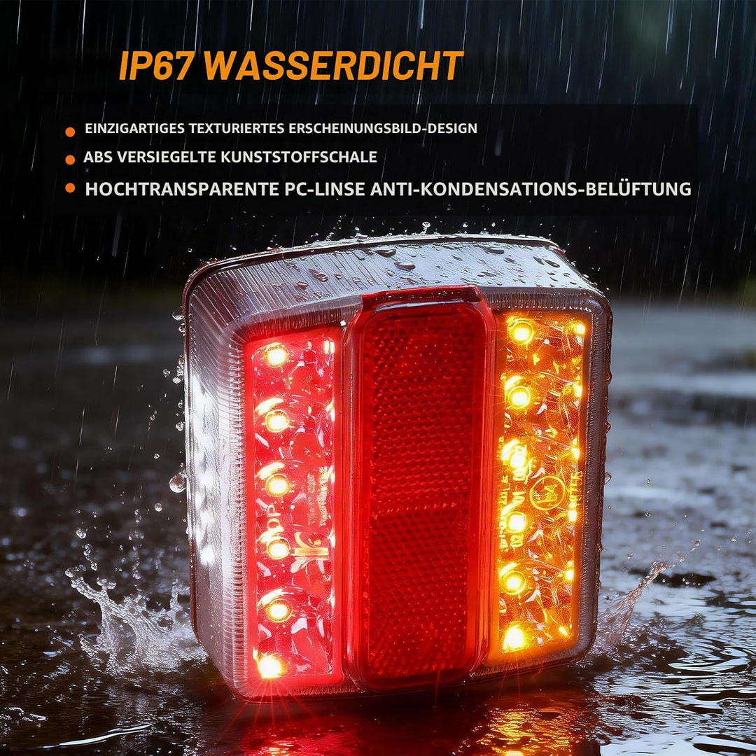 2 Pack 12v Anhängerleuchten mit E-mark, Wasserdichtes LED Rücklicht Kit mit Kennzeichenbeleuchtung,