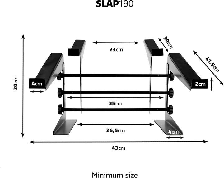 SLAP200 - IBIZA - Doppelständer für Laptop und DJ-Pult, 360° verstellbar - Schwarz