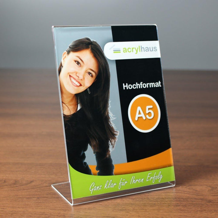 10 Stück DIN A5 L-Ständer/Werbeaufsteller im Hochformat aus Acrylglas - Zeigis®
