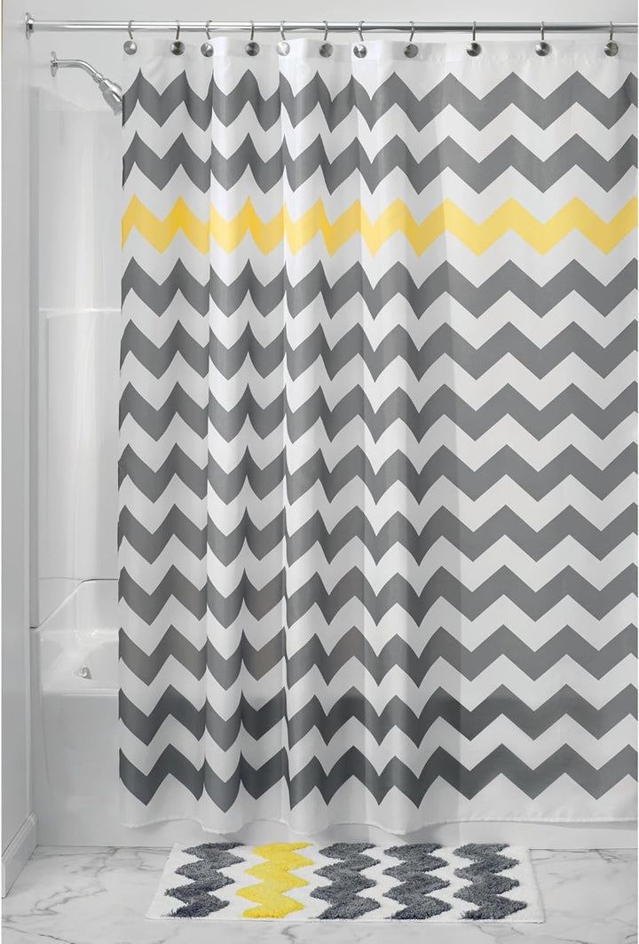 iDesign Chevron Duschvorleger, rutschfeste und schnelltrocknende Badmatte aus Microfaser-Polyester m