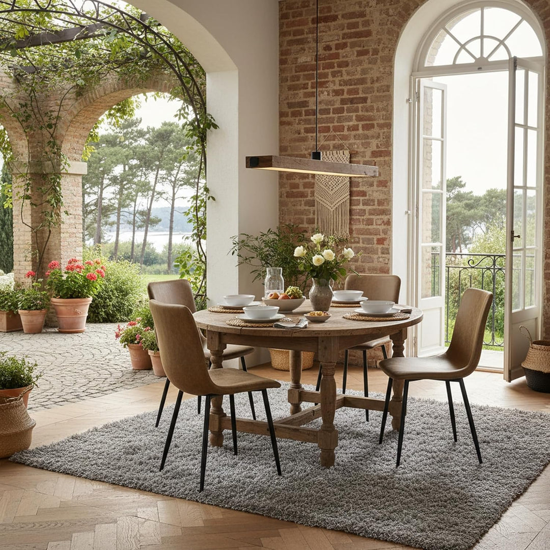 FurnitureR Esszimmerstühle 4er Set Wildleder Küchenstühle mit Metallbeinen Schlafzimmer Wohnzimmerst