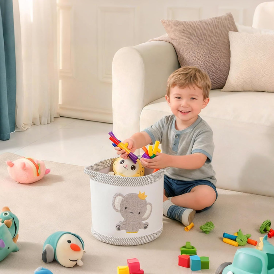 Deckenkörbe, Babyspielzeugkorb, Wäschekorb, süsser Elefant Kinderzimmer Aufbewahrungskorb, gewebtes
