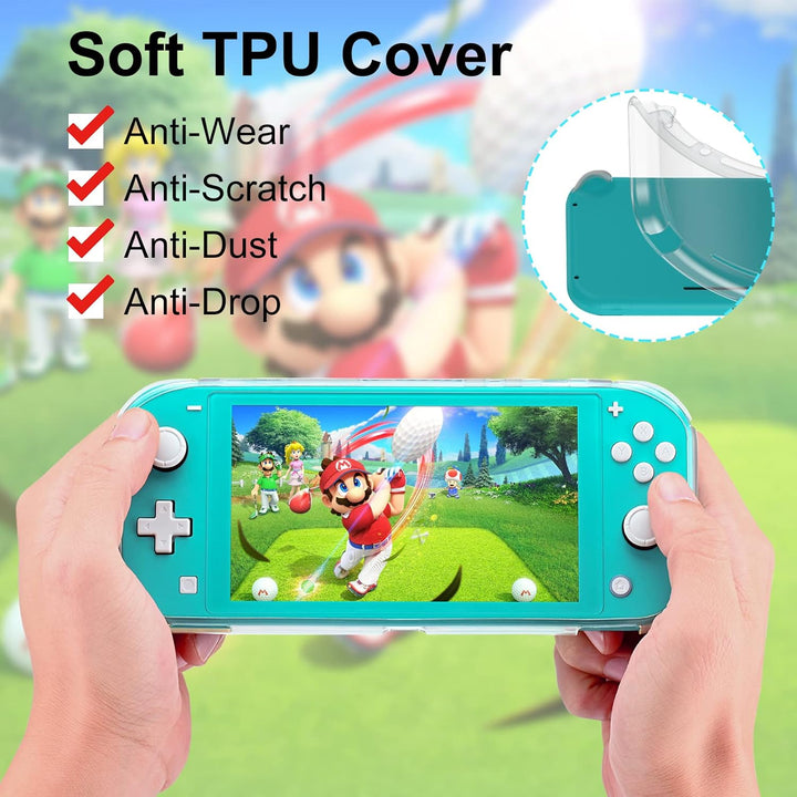 innoAura Switch Lite Tasche, Harte Tragetasche Hülle mit Speicherplatz für 8 Spiele, Transparenter T