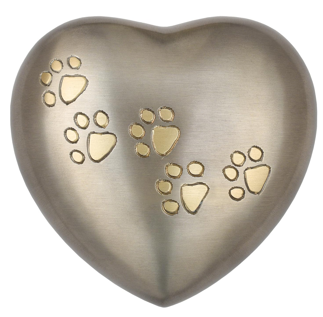 Urn for Ashes Paw Heart Funeral Cremation Memorial Keepsake Pet Dog Cat |Without Stand (Pewter 5") R