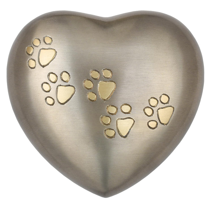 Urn for Ashes Paw Heart Funeral Cremation Memorial Keepsake Pet Dog Cat |Without Stand (Pewter 5") R