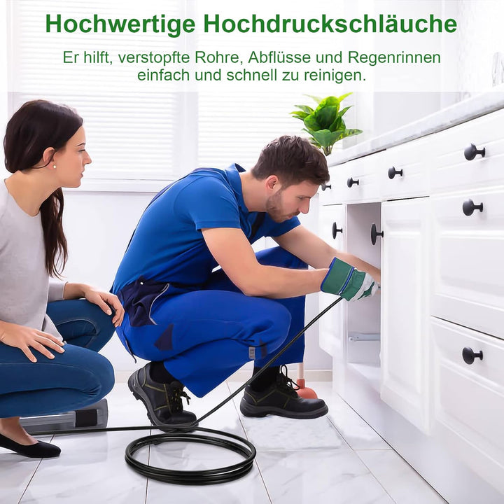 Ansobea 20m Rohrreinigungsschlauch für Hochdruckreiniger 180bar 60°C Rohrreiniger Schläuche Abflussr