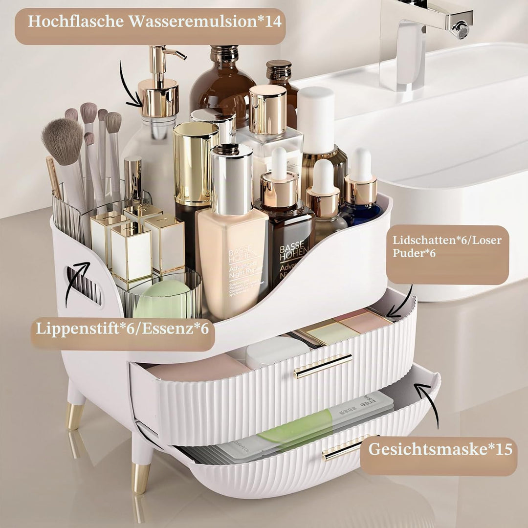 Kousee Makeup Organizer mit Schubladen, Hautpflege-Organisator für Vanity, Aufbewahrungsbox mit Grif