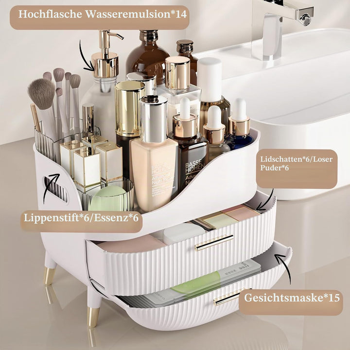 Kousee Makeup Organizer mit Schubladen, Hautpflege-Organisator für Vanity, Aufbewahrungsbox mit Grif