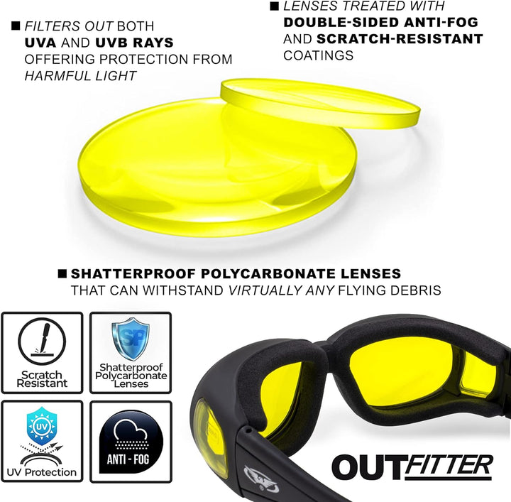 Global Vision Herren Sonnenbrille Black Frame/Yellow Lens Einheitsgrösse, Black Frame/Yellow Lens