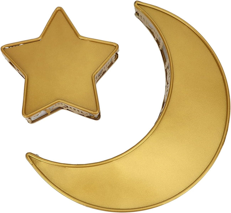 Mond- und Stern-Tablett, Ramadan-Serviertablett, Goldenes Dessert-Tisch-Display-Set, für Ramadan Mub