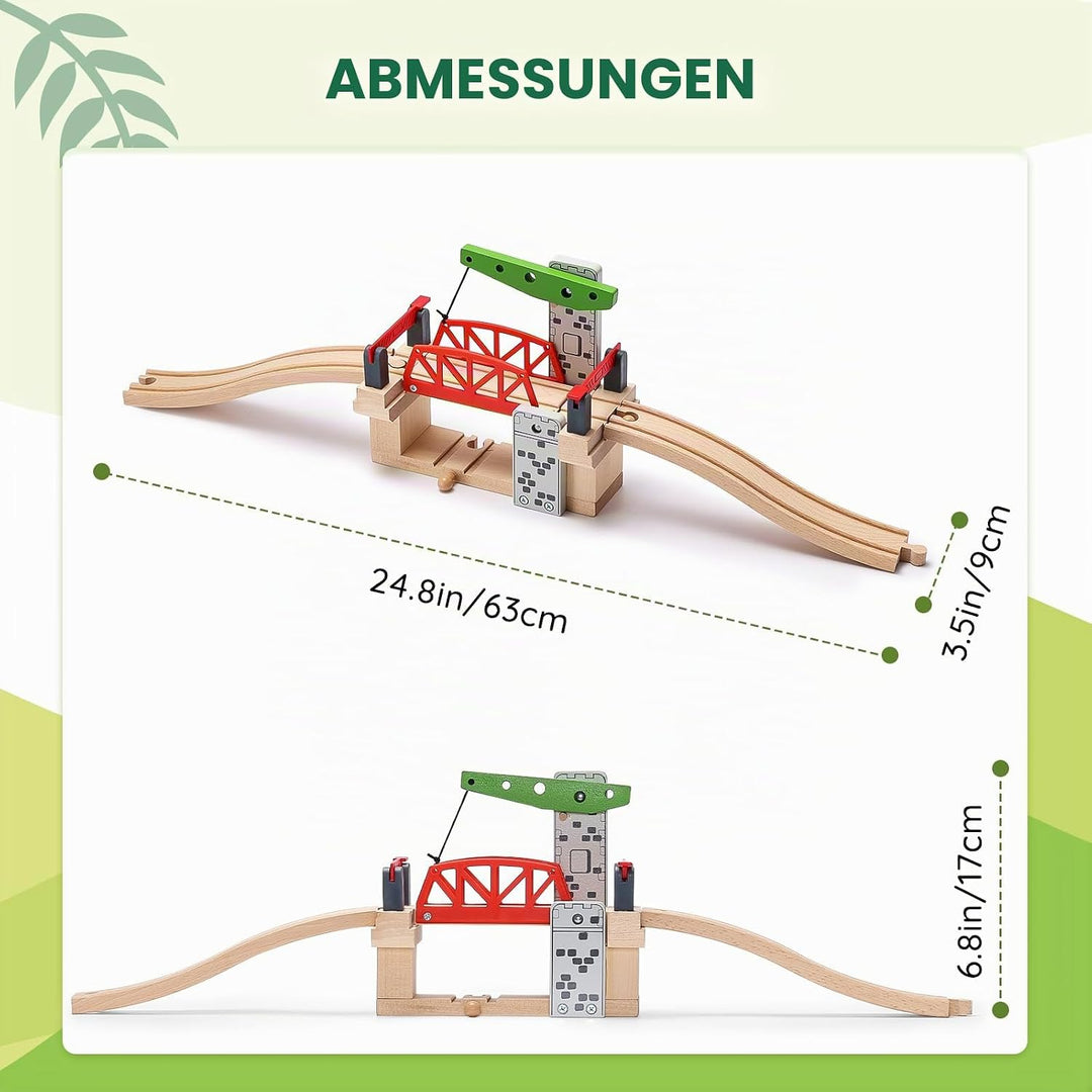 SainSmart Jr. Holzeisenbahn-Set Zubehör, bewegliche Hebebrücke Set mit Gleis für Kinder, kompatibel