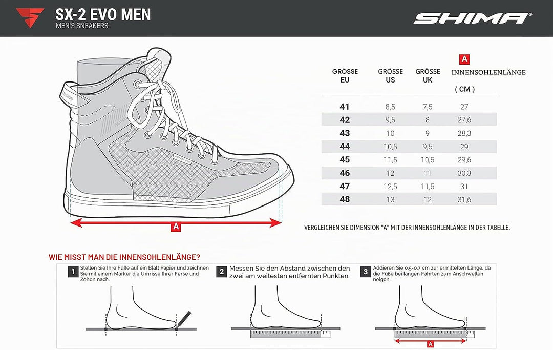 SHIMA SX-2 EVO Motorradschuhe für Herren - Atmungsaktiv, Verstärkte Leder Biker Motorradstiefel Männ