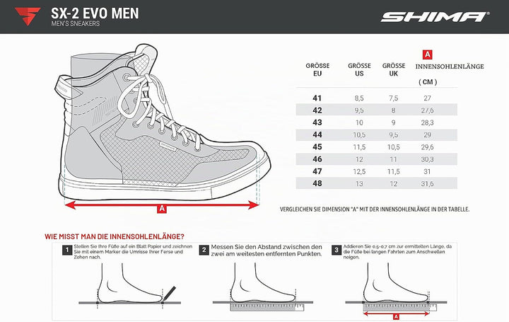 SHIMA SX-2 EVO Motorradschuhe für Herren - Atmungsaktiv, Verstärkte Leder Biker Motorradstiefel Männ