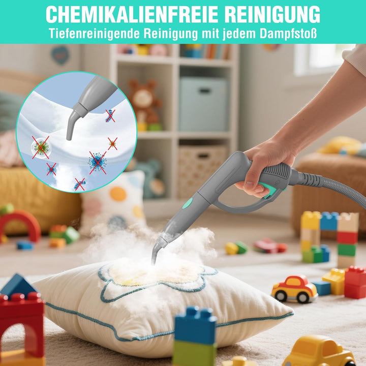 HAUSHOF Dampfreiniger 1800W, mit 1,5L Tank, max. 4,0 bar Dampfdruck, Aufheizzeit 8 Min, Dampfzeit bi