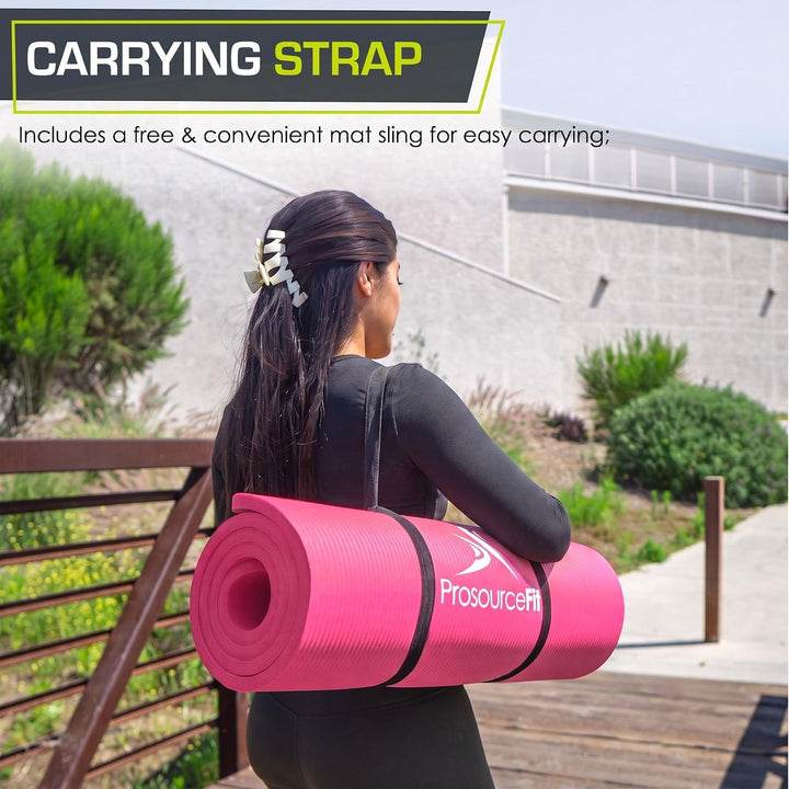 ProsourceFit Extra Thick Yoga and Pilates Mat 1/2" Pink, 1/2" Pink