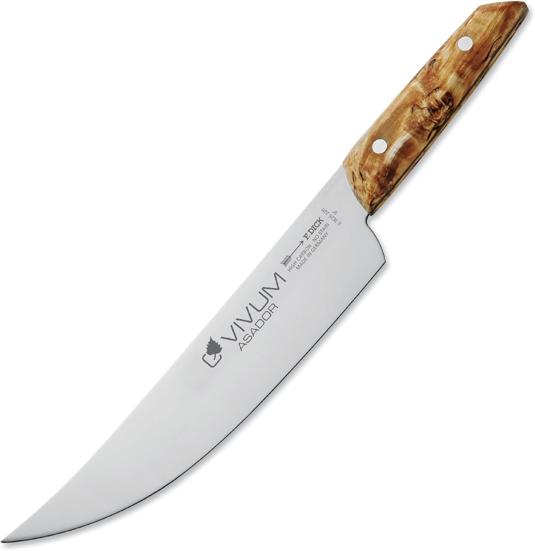 F. DICK BBQ Messer ASADOR VIVUM 22 cm - rostfrei, Klinge extra scharf, 58 HRC, Zerlegemesser Birkenh