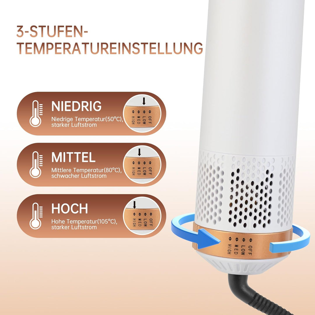 Air styler 5 in 1 Hair Styler 1000W Warmluftbürste Set Haarstyler Rundbürstenföhn, Lockenstab Automa