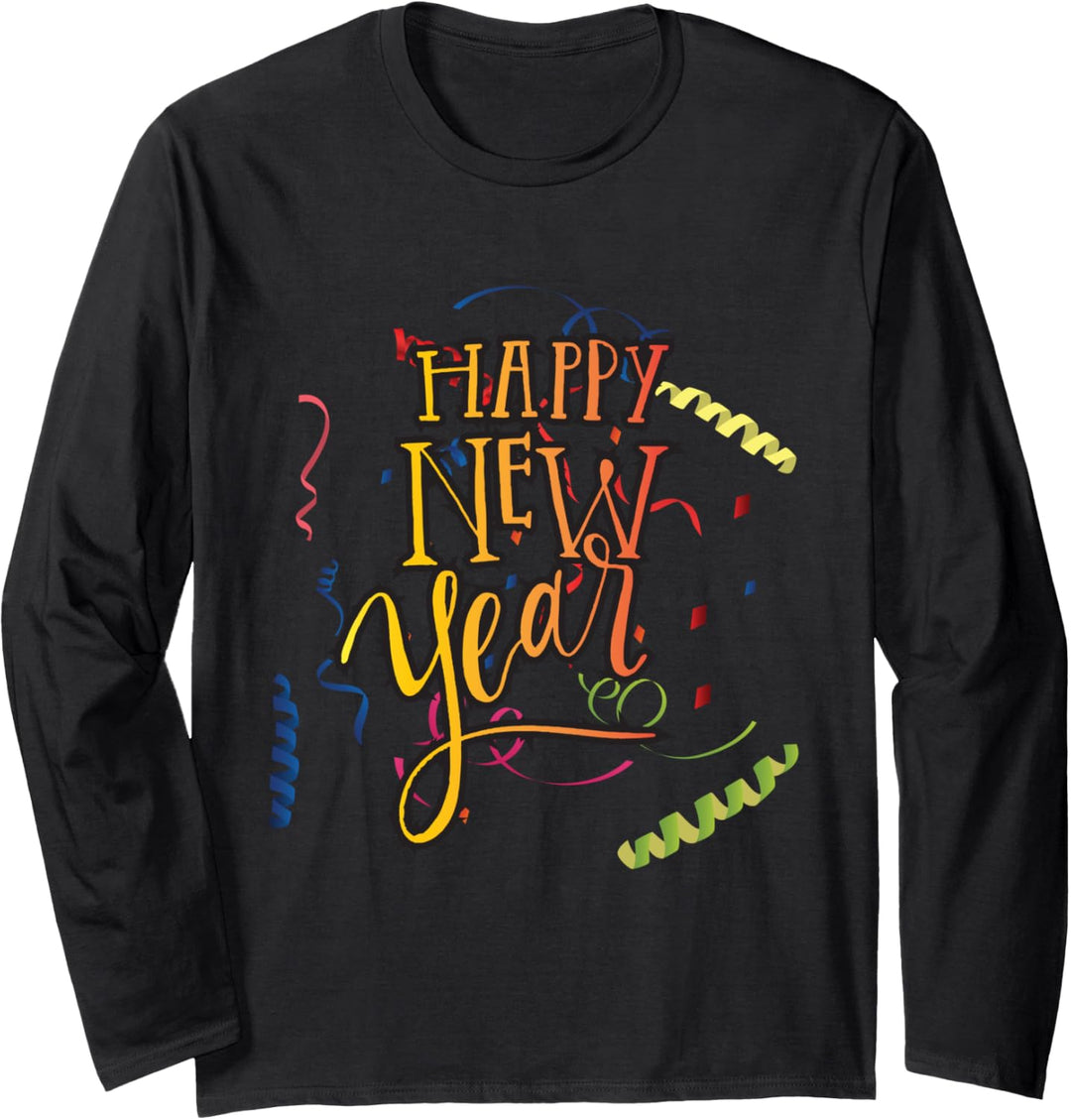 Happy New Year 2022 Outfit für Silvester Party Neujahr Langarmshirt
