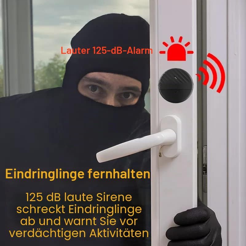 ThreeH Vibrationssensor Alarm 125dB Laut Schlank mit Batterien Einstellbare Empfindlichkeit LED-Anze