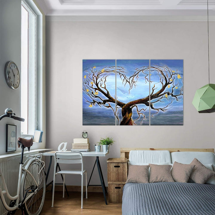 Runa Art Wandbilder Herz Baum Bild XXL Wohnzimmer Schlafzimmer Blau Natur Wasser 120 x 80 cm 3 Teili