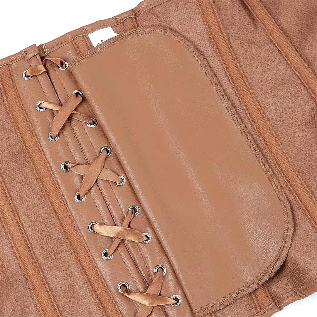 Josamogre Leder Korsett Top Damen Corsage Reissverschluss Sexy XXL Brown, XXL Brown