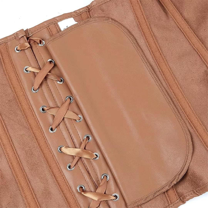 Josamogre Leder Korsett Top Damen Corsage Reissverschluss Sexy XXL Brown, XXL Brown